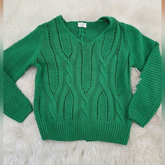 Ivy Rose Candy Apple Green Cable Knit Pullover Sweater size M - Picture 5 of 8